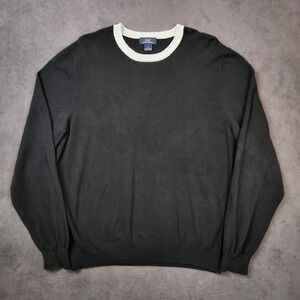 Brooks Brothers 346 Sweater Men Large Black Cotton Crew Neck Classic Lightweight